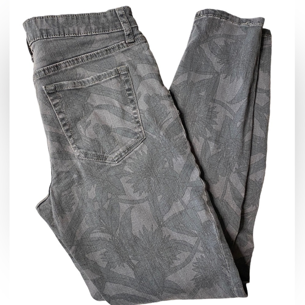 GAP 2014 LEGGING JEANS FLORAL PALM PRINT GRAY MID RISE SIZE 6/28 REGULAR